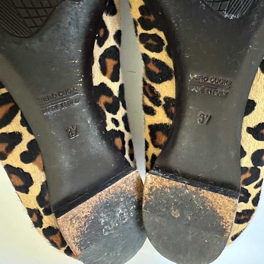 AGL Monika Ballet Flat Shoes Leopard Suede Calfskin Cap Toe - Picture 9 of 9